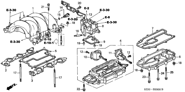 2003 Acura RL 4 Door RL (NAVIGATION) KA 4AT Intake Manifold Diagram