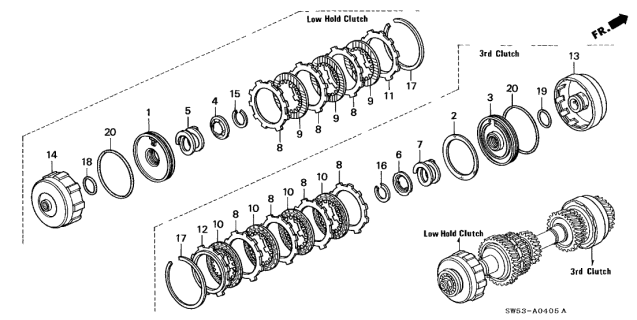 1997 Acura TL Piston, Clutch Diagram for 22530-P1V-000