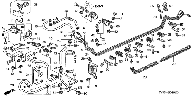 1998 Acura CL Tube Clip (D10.5) Diagram for 95002-41050-04