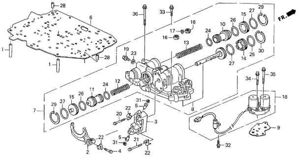 1994 Acura Vigor 4 Door LS KL 4AT AT Servo Body Diagram