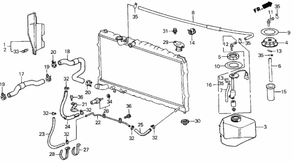 1990 Acura Legend 2 Door STD KA 4AT Radiator Hose Diagram