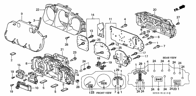 2000 Acura RL Odometer & Tripmeter Print Panel Diagram for 78118-SZ3-003