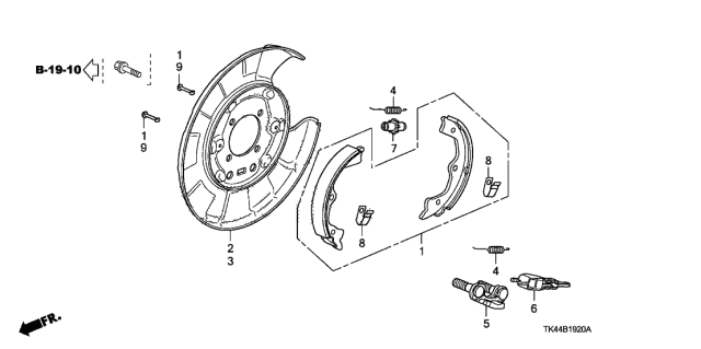 2010 Acura TL Parking Brake Backing Plate Diagram for 43120-TK5-A01