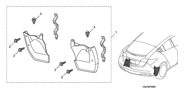 2013 Acura ZDX Splash Guards Diagram