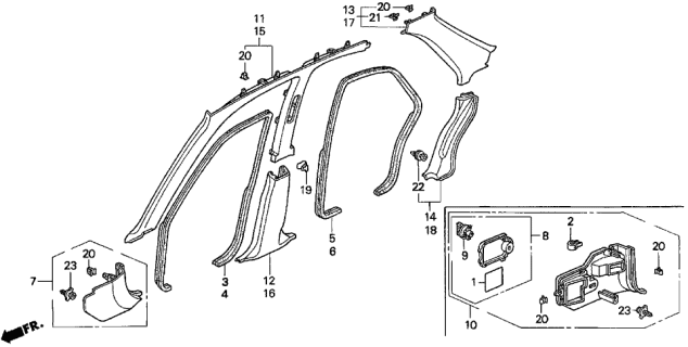 1996 Acura TL Garnish, Right Rear Pillar (Coast Sand) Diagram for 84131-SW5-J00ZC