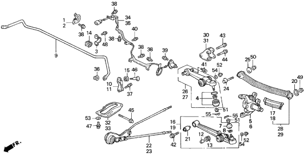1994 Acura Legend Left Rear Suspension Control Arm A (Lower) Diagram for 52360-SP0-003