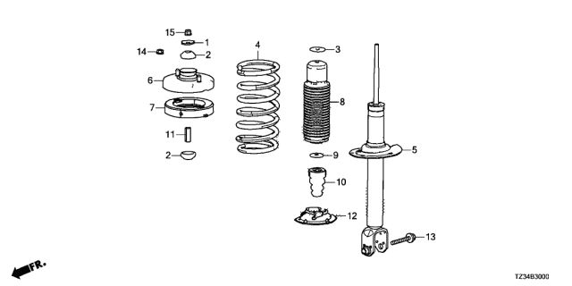 2018 Acura TLX Rear Bump Stop Rubber Diagram for 52722-TA5-A01