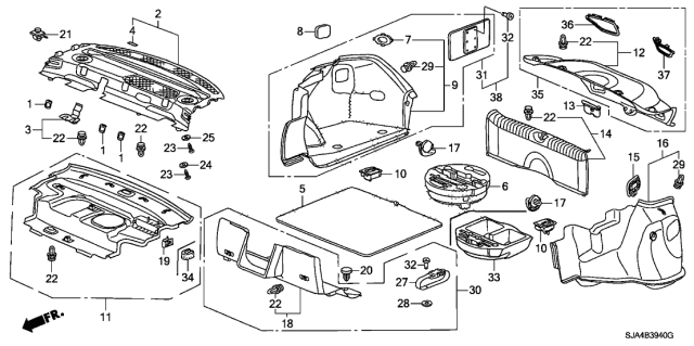 2006 Acura RL Rear Tray - Trunk Lining Diagram