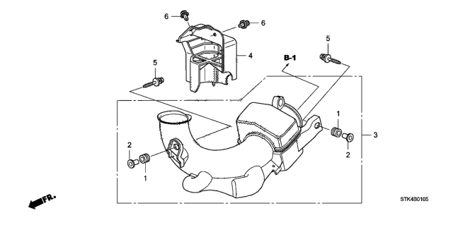 2010 Acura RDX 5 Door TECH KA 5AT Air Intake Cover Diagram