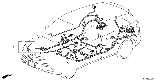 2008 Acura MDX Wire Harness, Floor (Include Washer Tube) Diagram for 32107-STX-A20