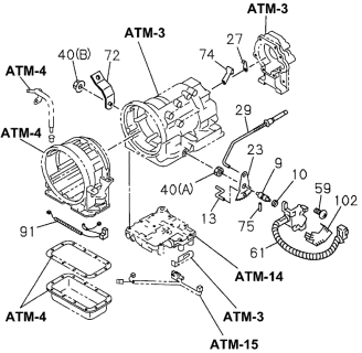 1996 Acura SLX 4 Door 4LS (PREMIUM) KL 4AT AT Inhibitor Switch Diagram