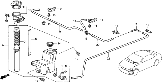1996 Acura TL 4 Door BAS3.2 KA 4AT Windshield Washer (V6) Diagram