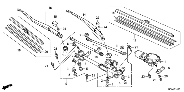 2008 Acura TSX 4 Door TSX (NAVIGATION) KA 6MT Front Windshield Wiper Diagram