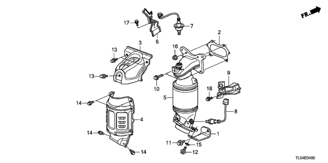 2011 Acura TSX Primary Catalytic Converter Diagram for 18190-R40-A00