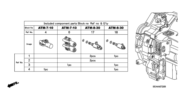2005 Acura TSX 4 Door TSX (NAVIGATION) KA 5AT AT Solenoid Valve Set Diagram