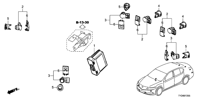 2015 Acura RLX Retainer, Parking Sensor (Forged Silver Metallic Ii) Diagram for 39681-TV0-E11ZG