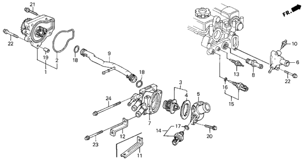 1994 Acura Integra Thermostat Cover Diagram for 19311-P2T-000