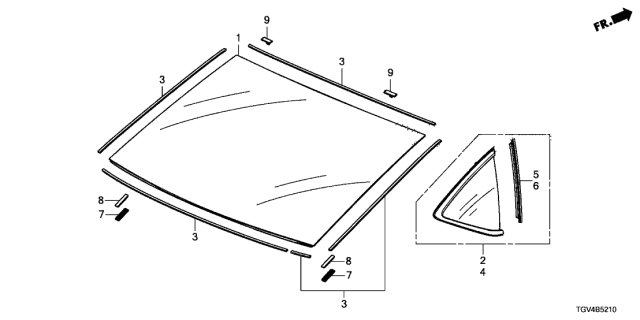 2021 Acura TLX Clip, Front Windshield Diagram for 91568-TV0-E01