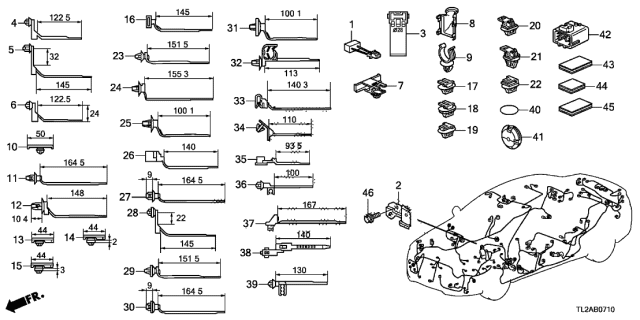 2013 Acura TSX 4 Door TSX KA 5AT Harness Band - Bracket Diagram