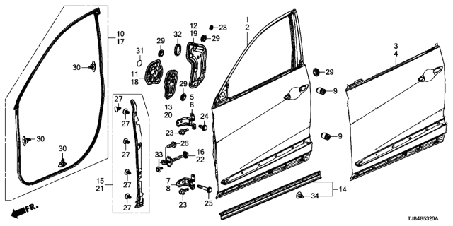 2021 Acura RDX Front Door Panels Diagram