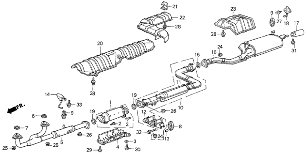 1990 Acura Legend 4 Door L (MOQUETTE) KA 4AT Exhaust System Diagram