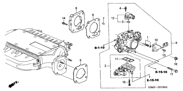 2002 Acura CL 2 Door PREM (NAVIGATION) KL 5AT Throttle Body Diagram