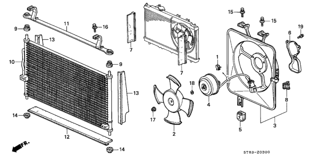 1994 Acura Integra 4 Door RS KA 5MT A/C Condenser Diagram