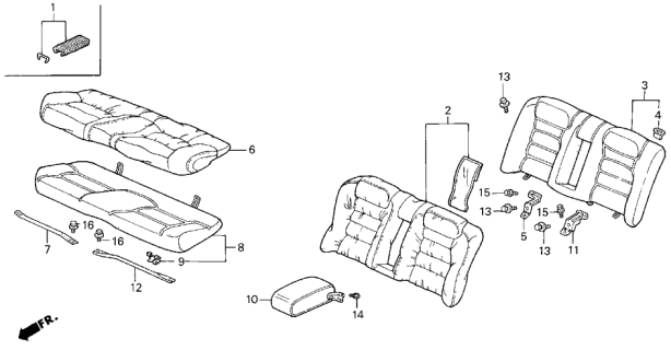1992 Acura Legend 2 Door L* (MOQUETTE) KA 5MT Rear Seat Diagram