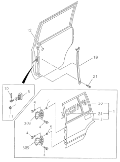 1998 Acura SLX 4 Door 4LS (PREMIUM) KA 4AT Rear Door Diagram