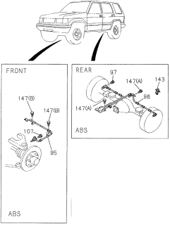 1996 Acura SLX 4 Door 4LS (PREMIUM) KA 4AT Master Cylinder Brake Line Diagram