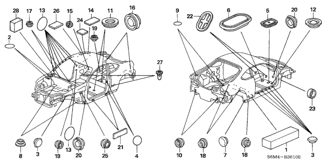 2005 Acura RSX Insulator, Rear Inside Panel Diagram for 74536-S6M-000