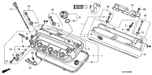 2008 Acura TL Front Cylinder Head Cover Diagram for 12310-RDA-A00