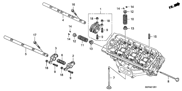 2008 Acura TL 4 Door BASE (NAVIGATION) KA 5AT Valve - Rocker Arm (Rear) Diagram