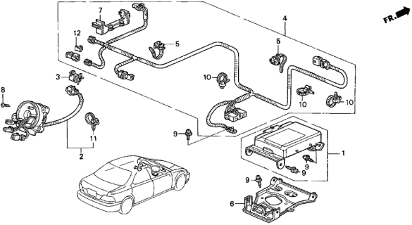1996 Acura TL 4 Door BAS3.2 KA 4AT SRS Unit Diagram