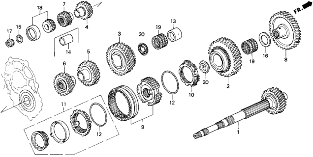 1992 Acura Legend Gear, Countershaft Reverse Diagram for 23520-PY5-000