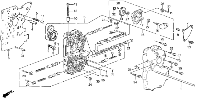1990 Acura Legend 4 Door L KA 4AT AT Main Valve Body Diagram