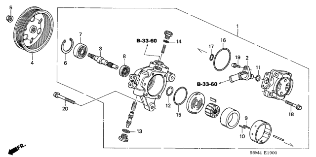 2003 Acura RSX Power Steering Pump Sub-Assembly Diagram for 56110-PND-003