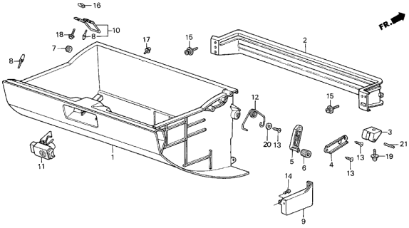 1987 Acura Integra 3 Door LS KA 4AT Glove Box Components Diagram