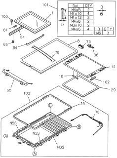 1997 Acura SLX Sunroof Set Diagram for 8-97810-402-1