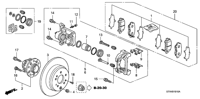 2008 Acura MDX 5 Door MDX KA 5AT Rear Brake Diagram