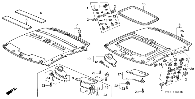 1999 Acura Integra Roof Lining Diagram