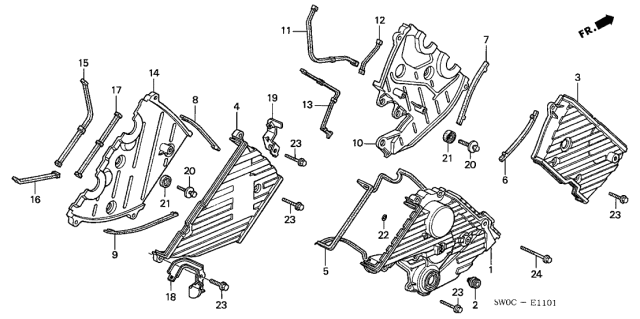2003 Acura NSX 2 Door NSX-T KA 6MT Timing Belt Cover Diagram