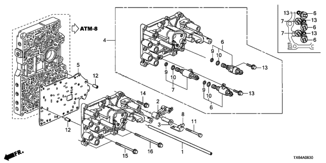 2014 Acura ILX 4 Door TECH KA 5AT AT Servo Body Diagram