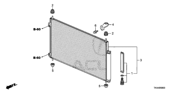 2011 Acura TL A/C Condenser Diagram for 80110-TK4-A01