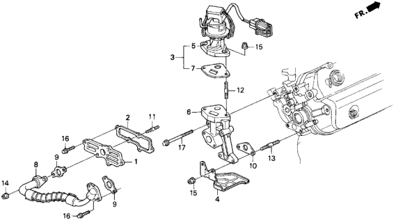 1993 Acura Legend EGR Cover Gasket (Nippon Leakless) Diagram for 17123-P5A-004