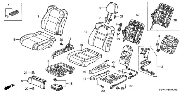 2002 Acura MDX Front Seat Diagram 1