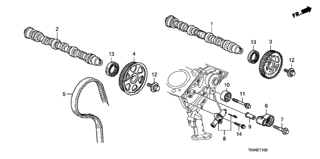 2010 Acura TL Front Engine Camshaft Diagram for 14100-RKG-A00