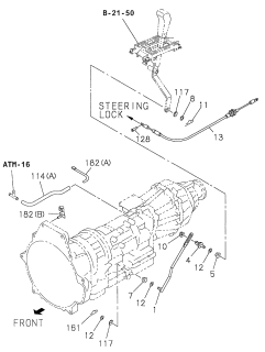 1999 Acura SLX 4 Door 4LS (PREMIUM) KA 4AT Select Lever Cables Diagram