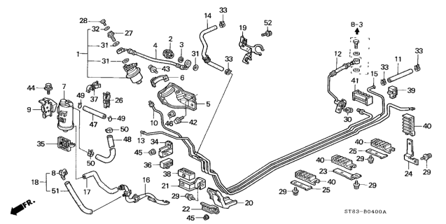 1994 Acura Integra 4 Door GS-R KA 5MT Fuel Pipe Diagram
