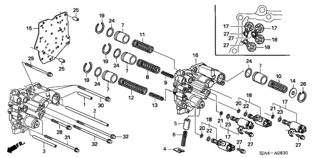 2005 Acura RL 4 Door RL-A (ALASKA) KA 5AT AT Accumulator Body Diagram